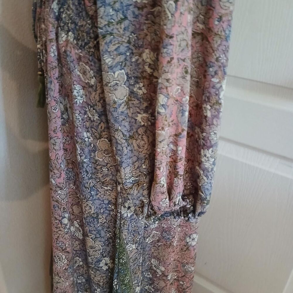 Boemo Anthropologie Floral Long Sleeve Tiered Maxi Dress Peasant Boho 1X Cottage - Picture 6 of 7